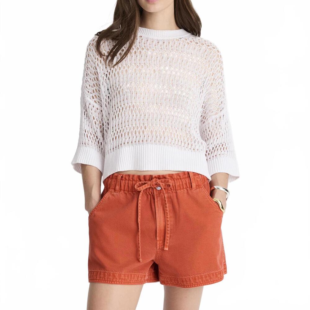 Madewell Tie-Waist Shorts Garment Dye: Airy Denim Edition Rustic Flame NWT XXL
